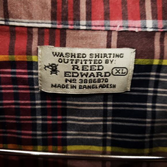 Reed Edward Shirt Mens Extra Large Multicolor Plaid Long Sleeve Button Down Top - Picture 6 of 7